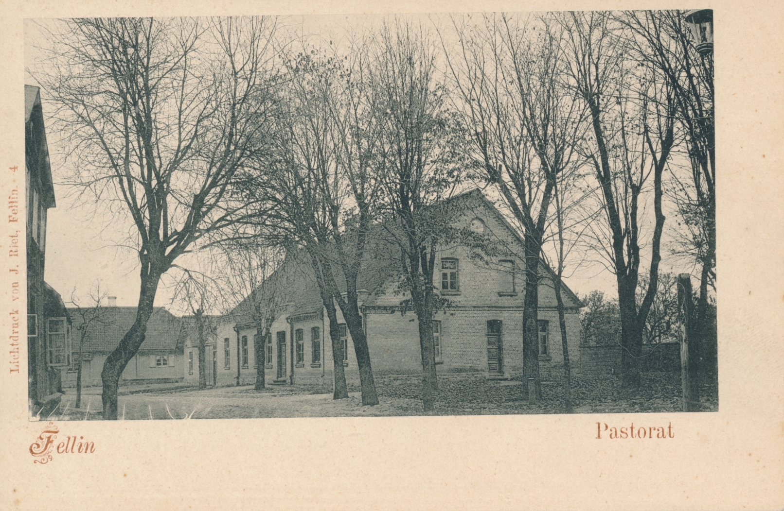 trükipostkaart, Viljandi, Jaani koguduse pastoraat 1905 F J.Riet