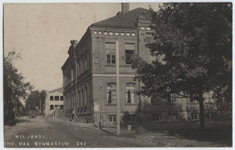 fotopostkaart, Viljandi, Uueveski tee 1, maagümnaasium, u 1925, foto J. Riet