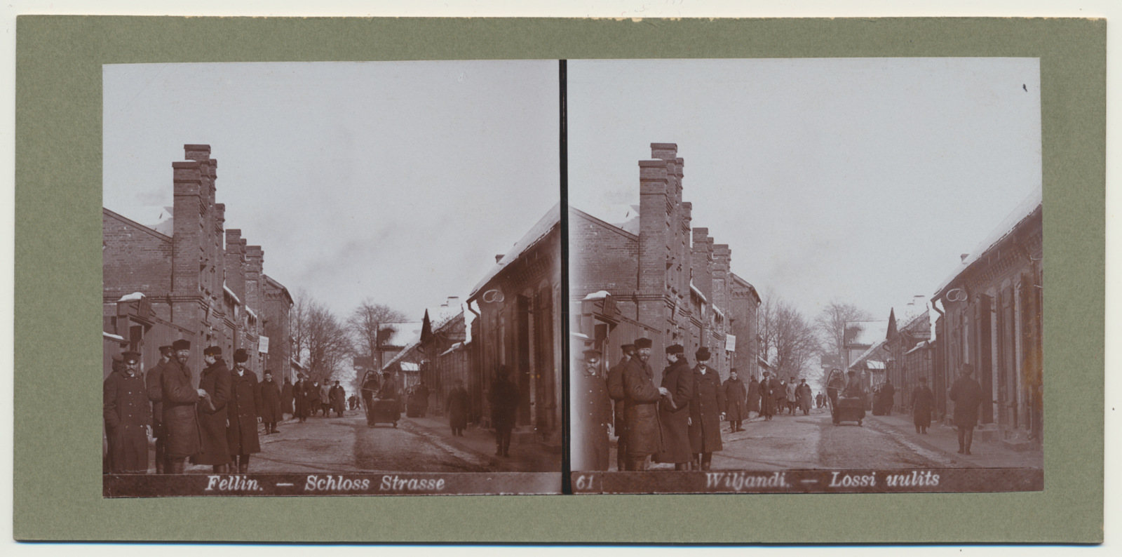 stereofoto, Viljandi, Lossi tn, Tartu tn-Posti tn vahel, u 1905 foto J. Riet