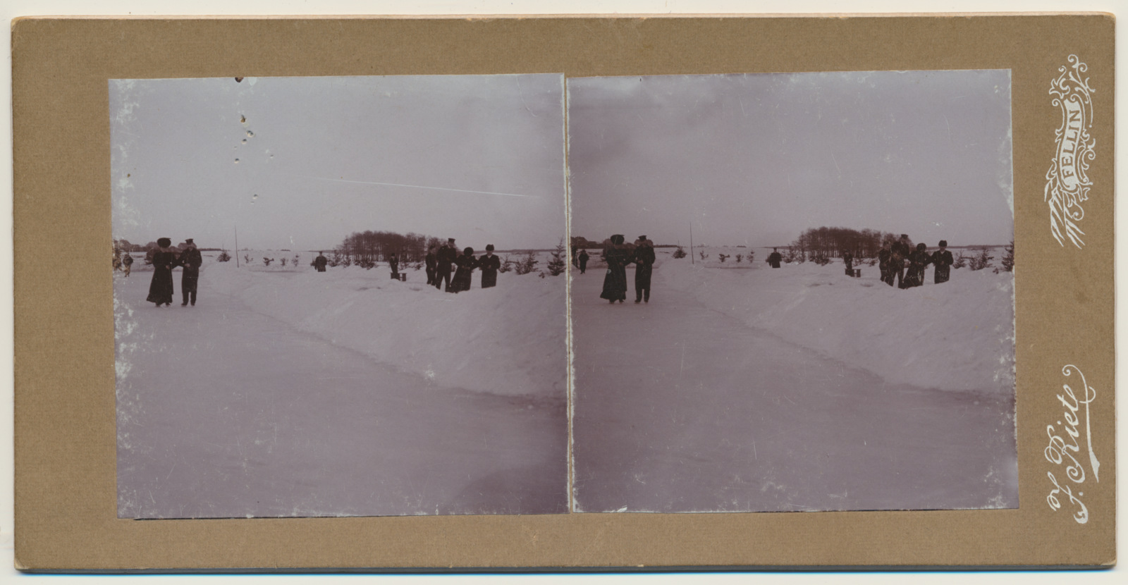 stereofoto, Viljandi, järv, uisutajad, u 1905