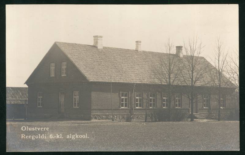 fotopostkaart, Suure-Jaani khk, Olustvere, Reegoldi 6-klassiline Algkool, u 1925