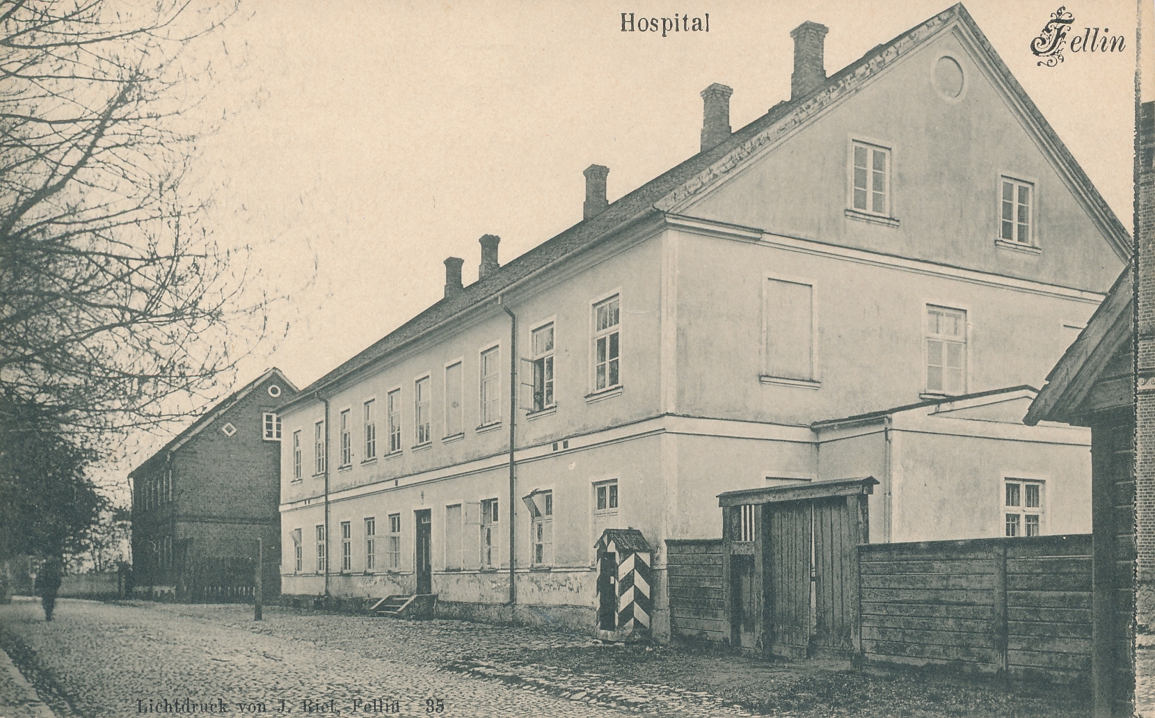 trükipostkaart, Viljandi, Väike tn 6, haigla (avati 1864) u 1905 F J.Riet
