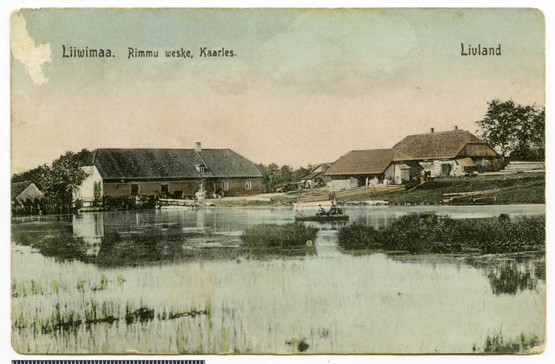 fotopostkaart, Halliste khk, Rimmu veski, koloreeritud  u 1915