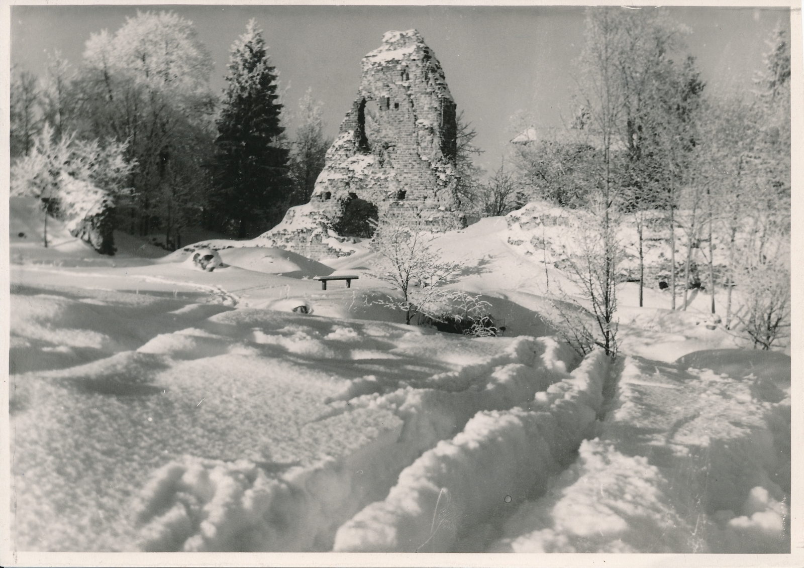 foto Viljandi lossimäed, Kaevumägi talvel u 1960