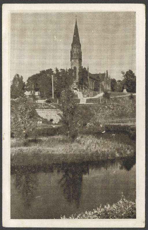 trükipostkaart, Viljandi, Valuoja org (Väiketiik), Pauluse kirik, u 1935