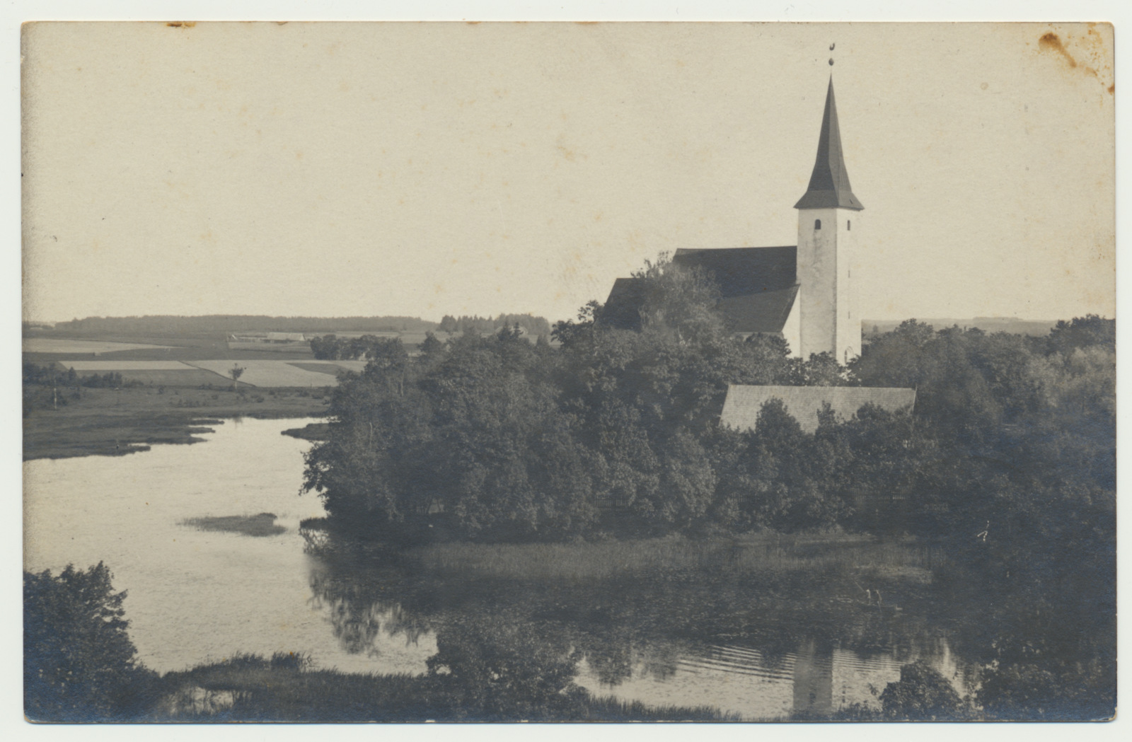 foto, Viljandimaa, Suure-Jaani, järv, kirik, u 1915