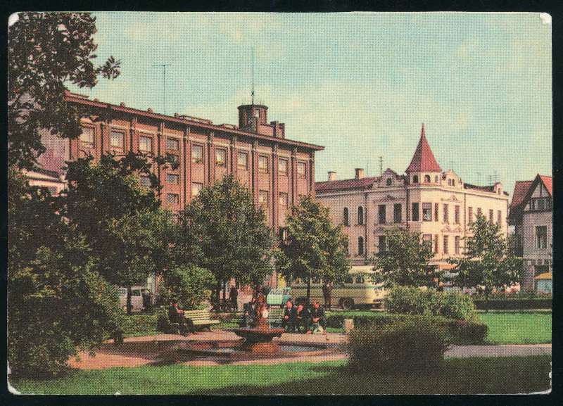 trükipostkaart, Viljandi, Keskväljak, värviline, u 1970, foto E. Veliste, kirjastus Eesti Raamat