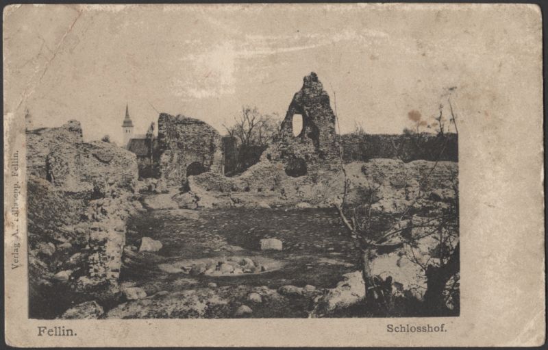 trükipostkaart, Viljandi, Kaevumägi, kaev, Mungamüür, värav, u 1905, Verlag A. Tõllasepp (Fellin)