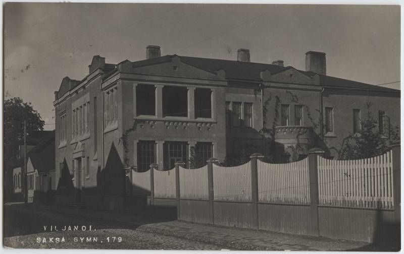fotopostkaart, Viljandi, Jakobsoni tn 47c, saksa gümnaasium (siin majas 1907-1923), u 1920, foto J. Riet