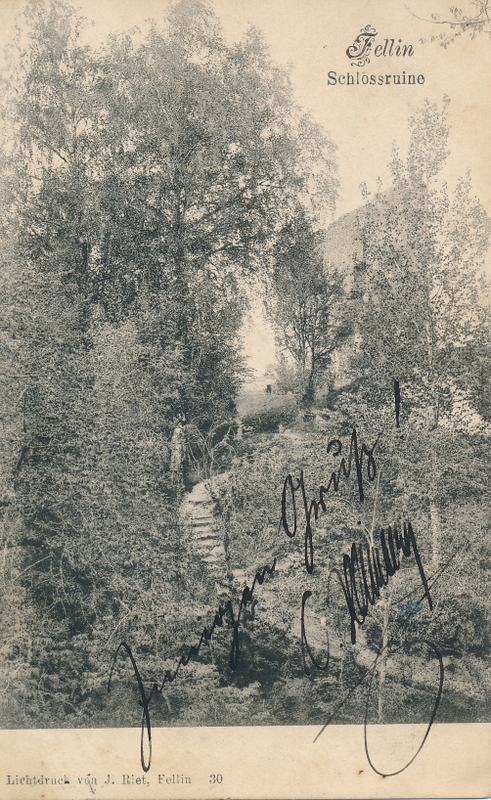 trükipostkaart Viljandi lossimäed, Kaevumäe nõlv, Suurmüür u 1905