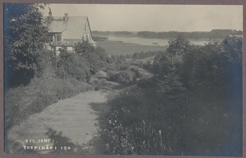 foto albumis, Viljandi, Trepimägi (algusosa), eemal järv, u 1915, foto J. Riet