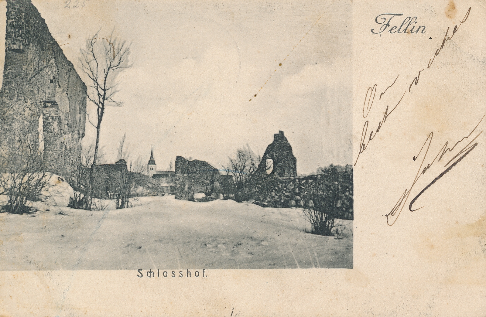 trükipilt, Viljandi, lossimäed, Kaevumägi, u 1908, kirjastaja A. Tõllasepp