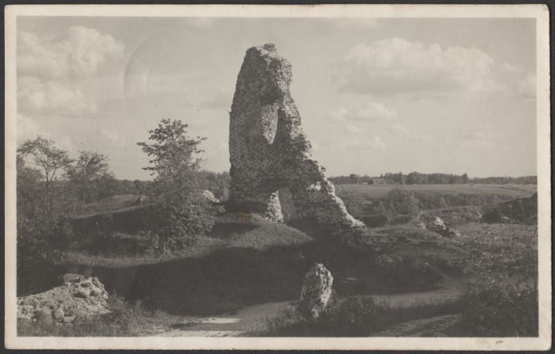 fotopostkaart, Viljandi, Kaevumägi, Mungamüür, järve vastaskallas, talu hooned, u 1932, foto T. Parri