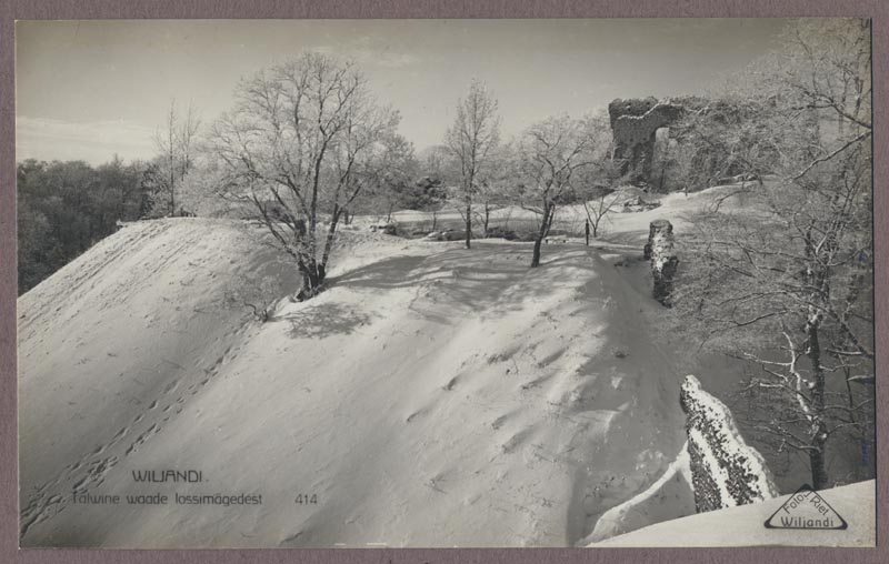 foto albumis, Viljandi, lossimäed, Kaevumägi, talv, u 1935, foto J. Riet