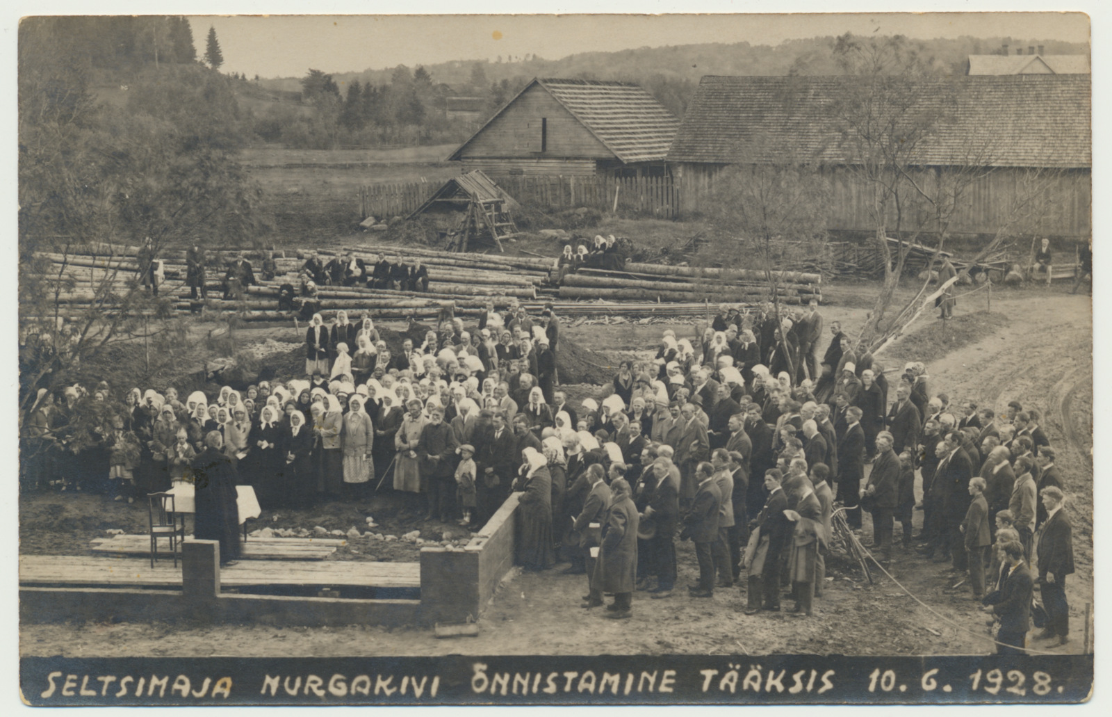 foto, Suure-Jaani khk, Tääksi, seltsimaja nurgakivi õnnistamine, 1928