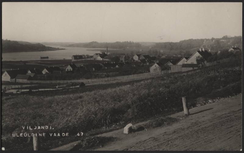 fotopostkaart, Viljandi, linn, järv, Jakobsoni tn poolt, u 1915, foto J. Riet