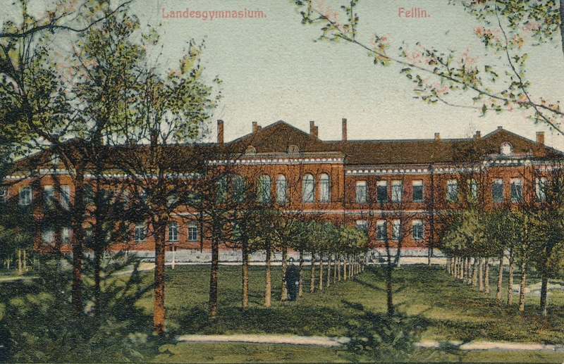 koloreeritud trükipostkaart, Viljandi Maagümnaasium, u 1905
