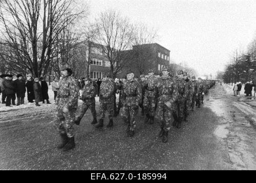 Defence allies on the parade of the Independence Day in Jõgeval 24.02.1993