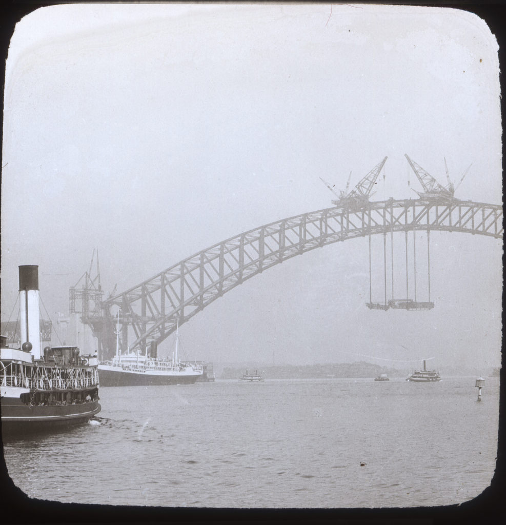 Sydney Harbour Bridge during construction