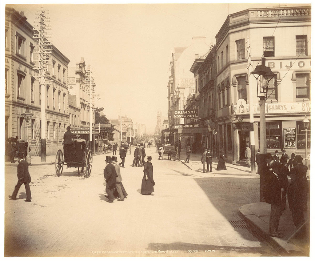 Castlereagh St, Sydney, from near King St from Fred Hardie - Photographs of Sydney, Newcastle, New South Wales and Aboriginals for George Washington Wilson & Co., 1892-1893