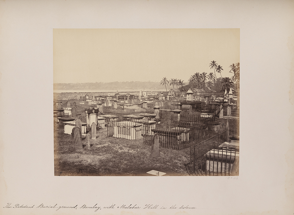 The Protestant Burial-ground, Bombay, with Malabar Hill in the distance