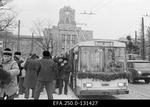 Opening of the 9th trolley line in Koplis 18.12.1987