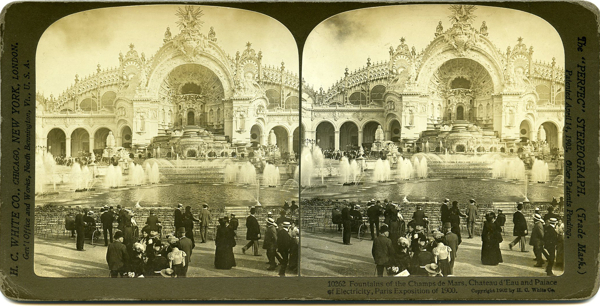 The subject of the Stereoscopic picture is the palace, in front of which the sources of shower.