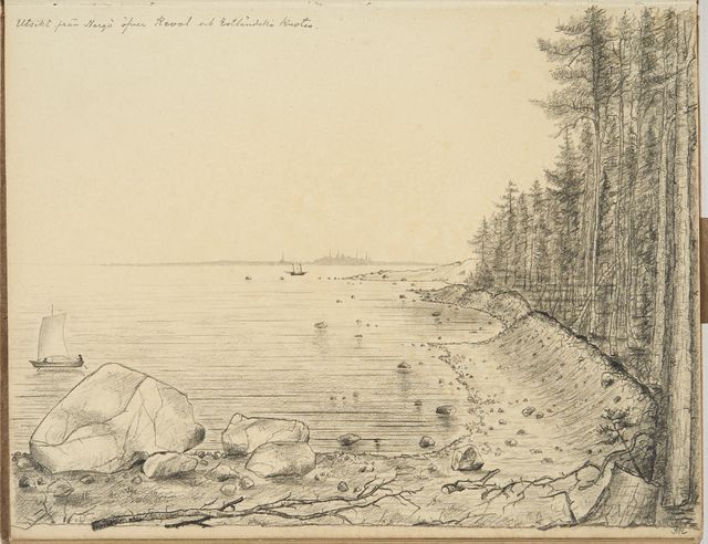 Sea view from Naissaare to the coast of Estonia and Tallinn