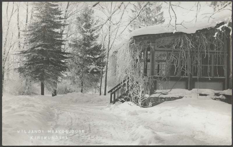 fotopostkaart, Viljandi Maakogudus (Pauluse kogudus) kirikumõis, pastoraat u 1910, foto J. Riet (Piiri tn 3a)