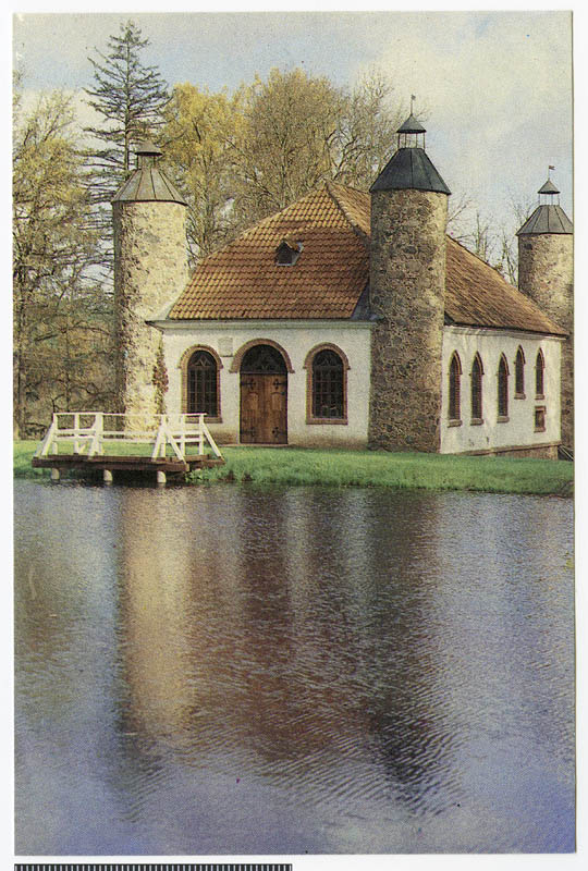 fotopostkaart, Paistu khk, Heimtali viinaköök, vaade tiigi poolt, u 1984, värviline, foto G. German