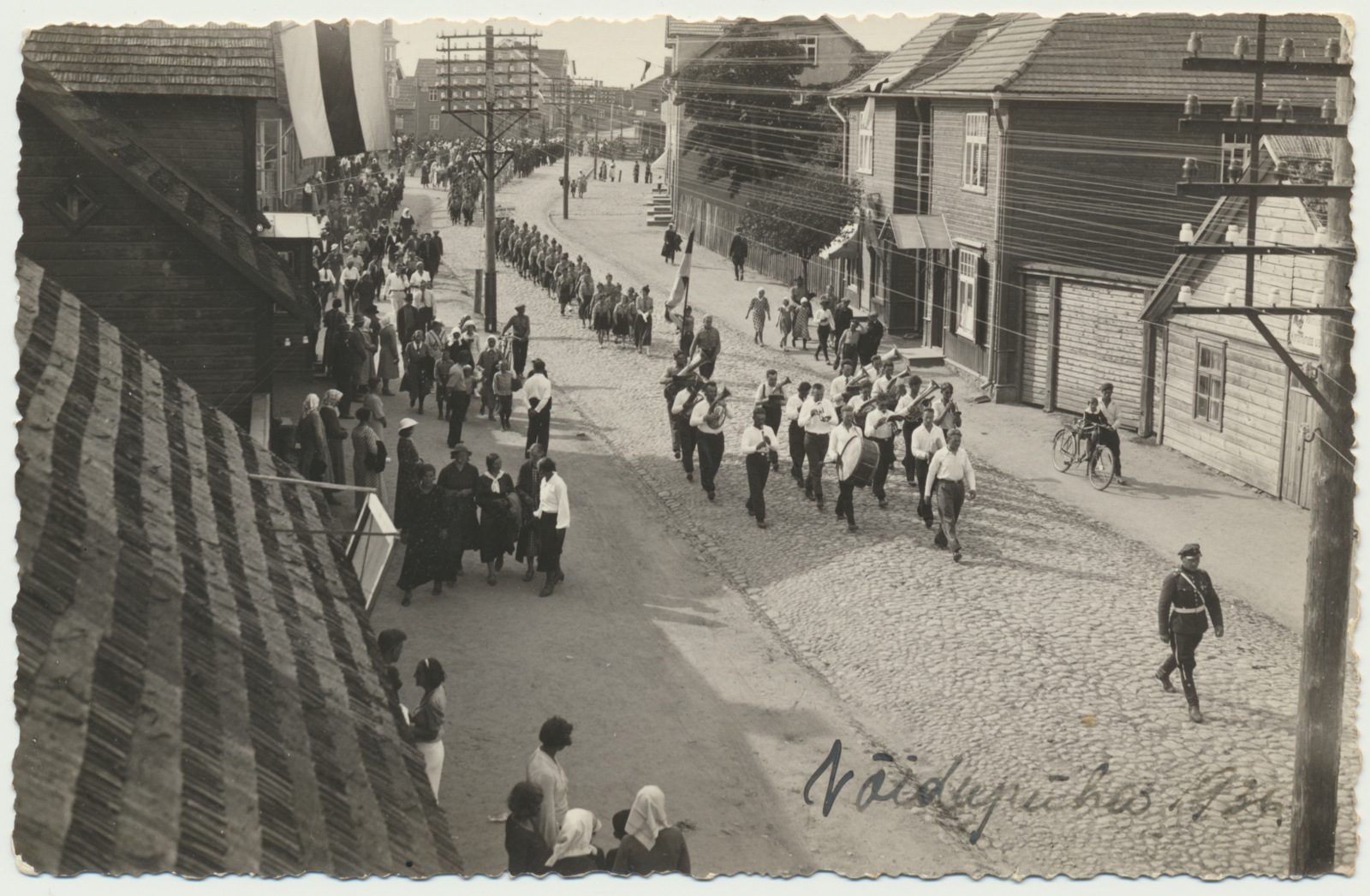 foto, Viljandimaa, Mustla, võidupüha tähistamine, rongkäik, 1936