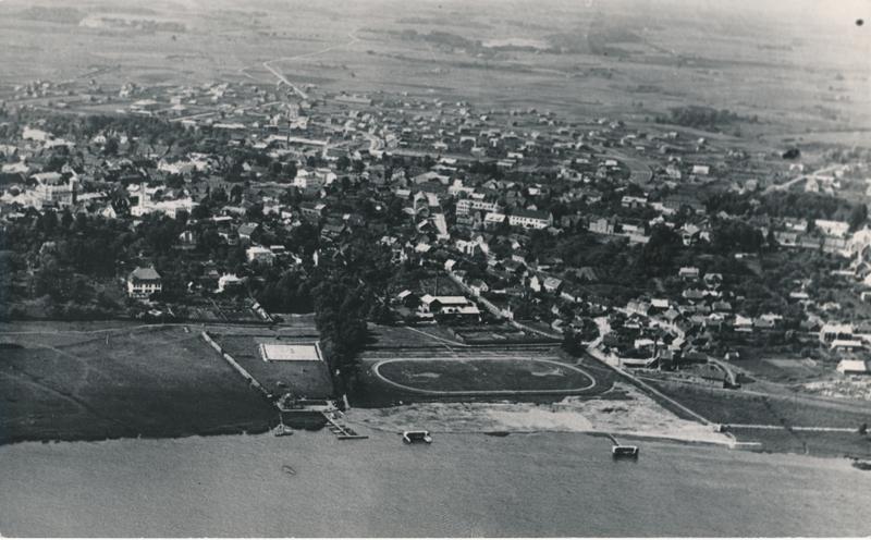fotokoopia, Viljandi, üldvaade, ees järv, staadion, taga linn, aerofoto, u 1930, originaal J. Riet