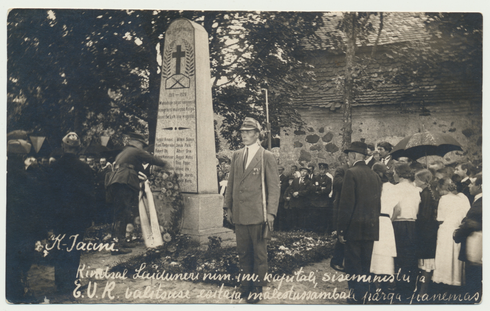 foto, Vabadussõjas langenute mälestussammas, avamine, Kolga-Jaani, 1925, foto A. Mik