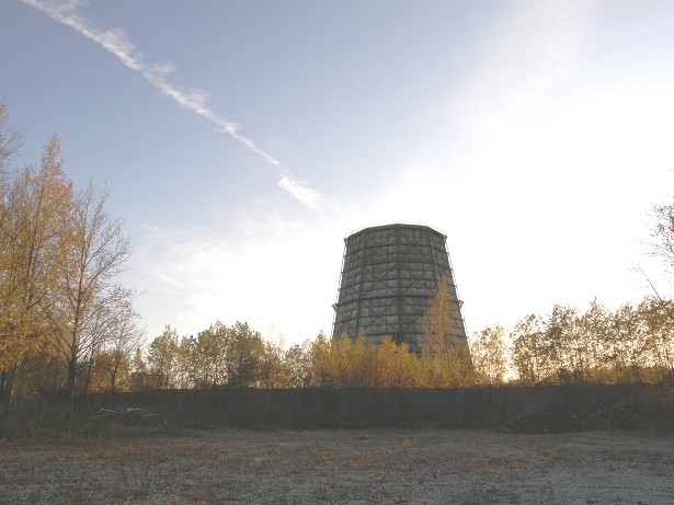 Tower of Kohtla-Järve thermal power plant and older part of Ida-Viru county Kohtla-Järve city of Ahtme district, Ritsika tn