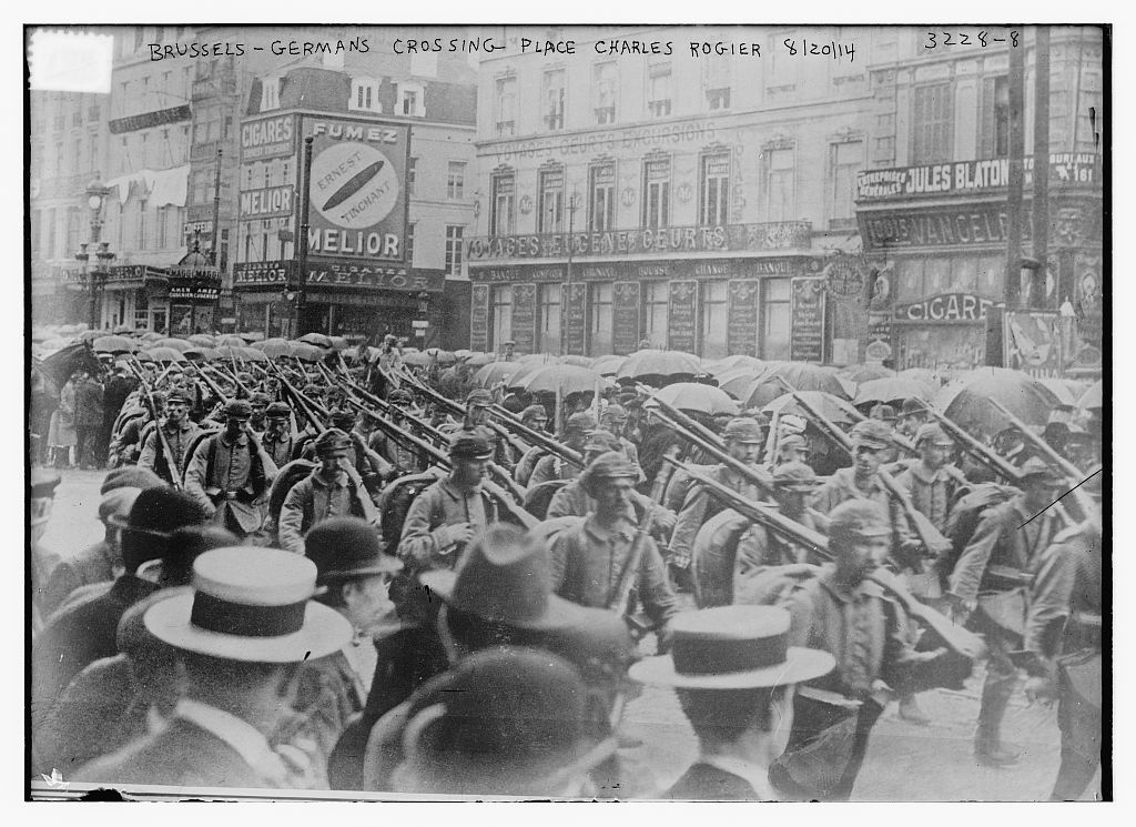 Brussels -- Germans crossing Place Charles Rogier, 8/20/14 (Loc)
