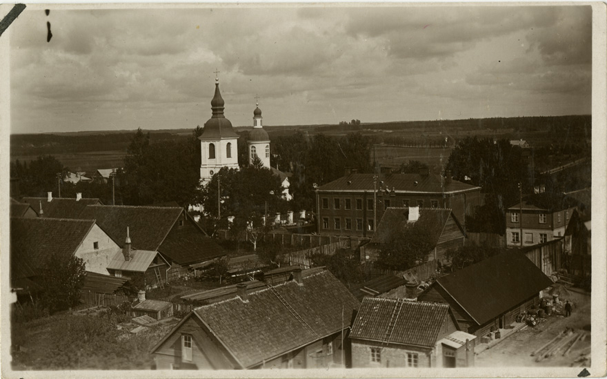Kõrgvaade Võru linnale, keskel kiriku