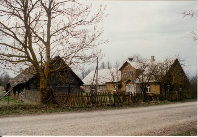 värvifoto Kareda küla vaade, Andrese talu hooned 1997
