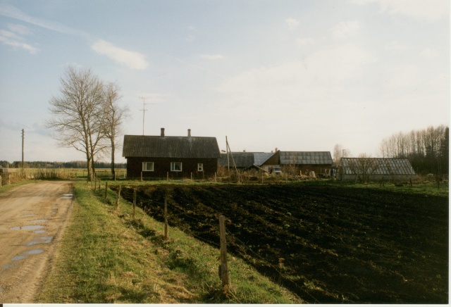 värvifoto Kareda küla vaade, Juhani talu hooned 1997