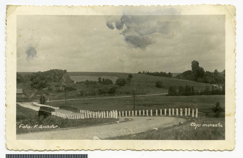 fotopostkaart, Halliste khk, Abja maastik, Kariste org, Kariste sild, u 1945, foto F. Sander