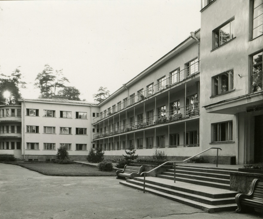 Sanatoorium "Narva-Jõesuu", vaade. Arhitektid Nikolai Kusmin, Manivald Noor