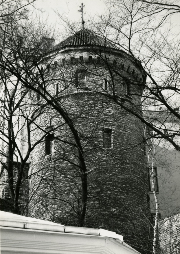 Hattorpe-tagune torn, torni lähivaade alt rakursiga