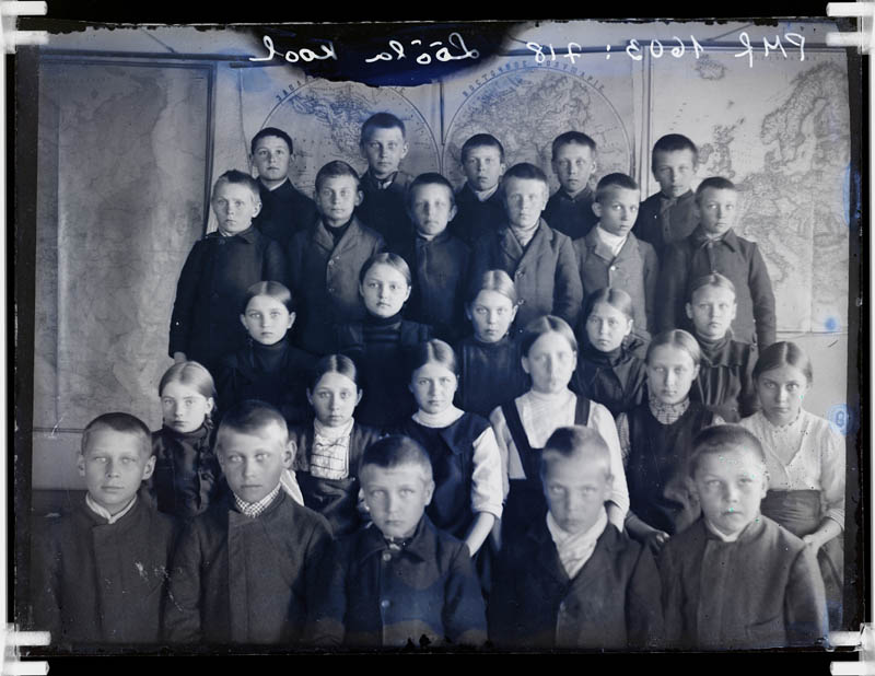 klaasnegatiiv, Lõõla algkooli õpilased 1912.a.