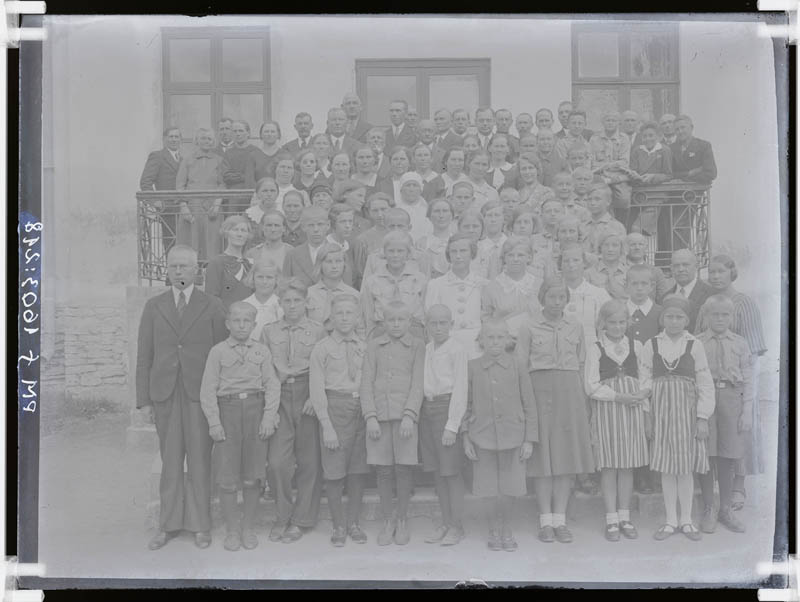 klaasnegatiiv, Lõõla, Väätsa ja Piiometsa õpilased 1934.a.