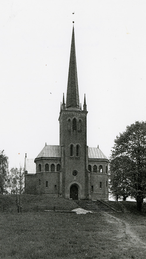 Rõngu Miikaeli kirik, vaade loodest. Arhitekt Rudolf von Engelhardt (rekonstruktsioon)