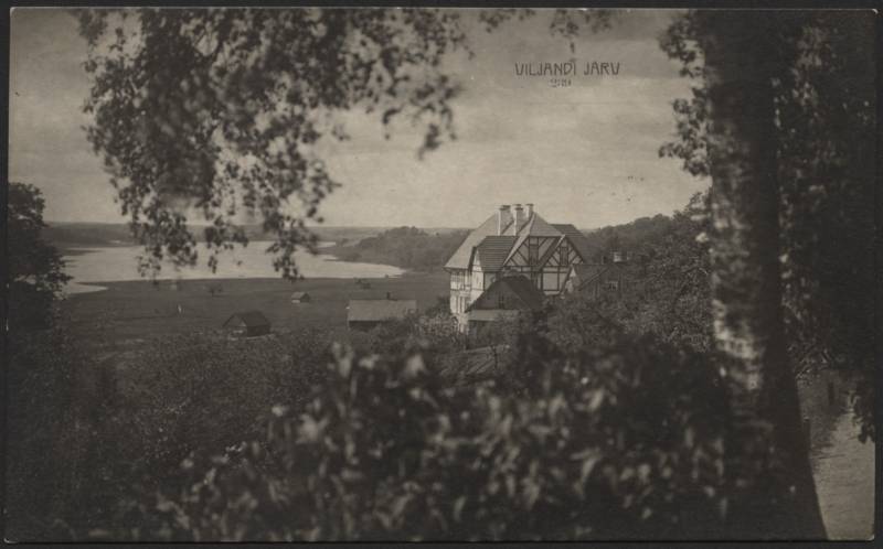 fotopostkaart, Viljandi, järv, G. Rosenbergi maja (Pikk tn 33), u 1915, foto J. Riet