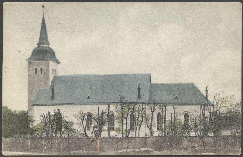 trükipostkaart, Viljandi, Jaani kirik I Kirsimäe poolt, koloreeritud, u 1908