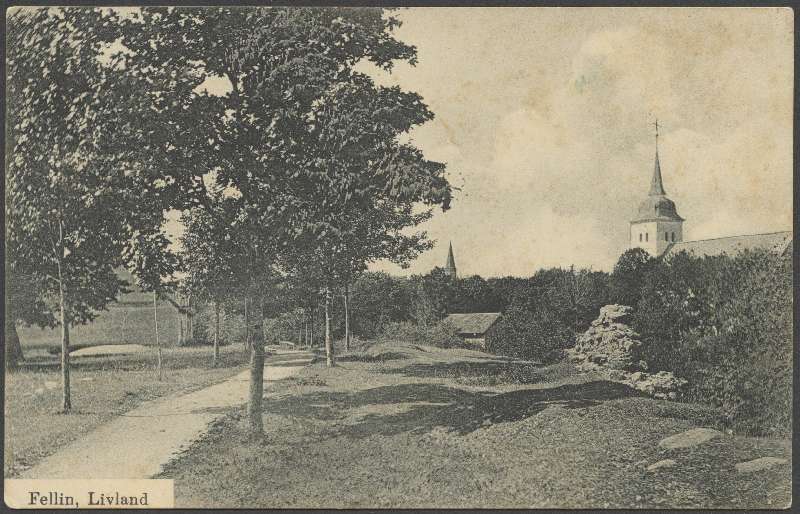 trükipostkaart, Viljandi, Pauluse kirik I Kirsimäe poolt, u 1910, Verlag E. Ring (Fellin)
