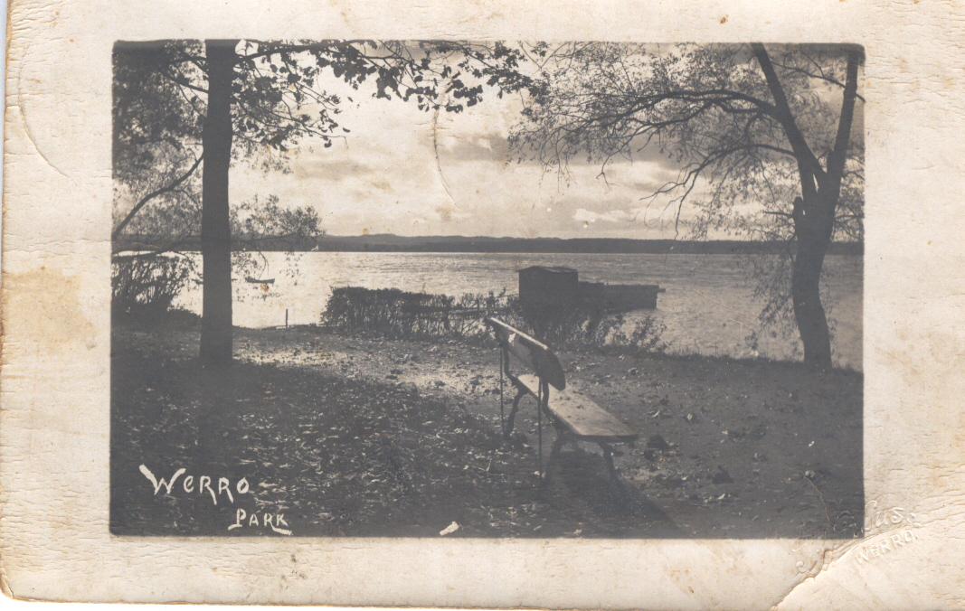 Fotopostkaart. Vaade Võru pargist Tamula järvele 1912.aastal.Foto Jaan Niilus.