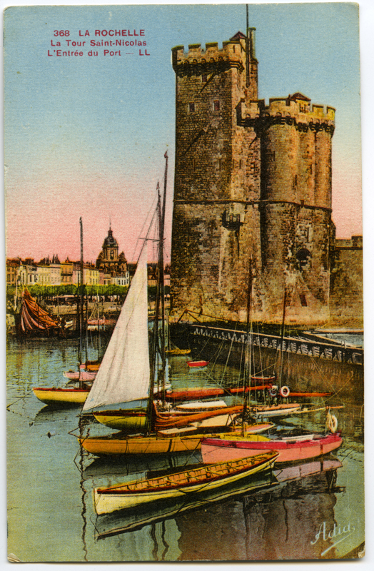 Vaade Saint-Nicolas' tornile La Rochelle'i sadamasse sissesõidul