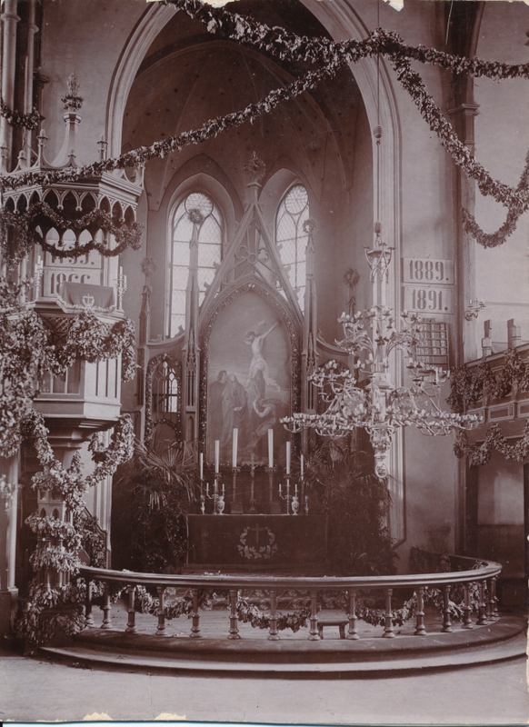 trükipostkaart, Viljandi, Pauluse kirik, altar, u 1900